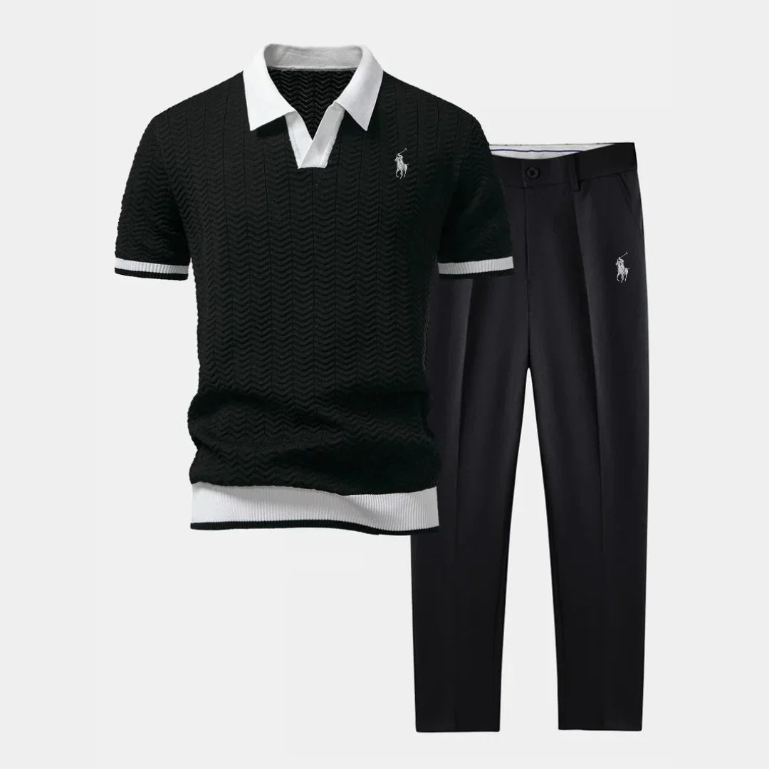 RL™ Set – V-Neck Polo Shirt & Slim-Fit Tapered Trousers