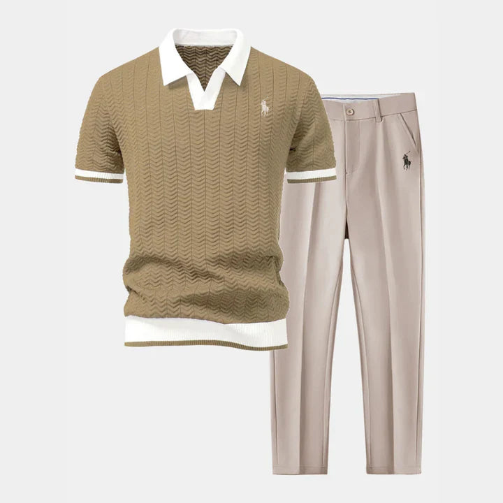 RL™ Set – V-Neck Polo Shirt & Slim-Fit Tapered Trousers