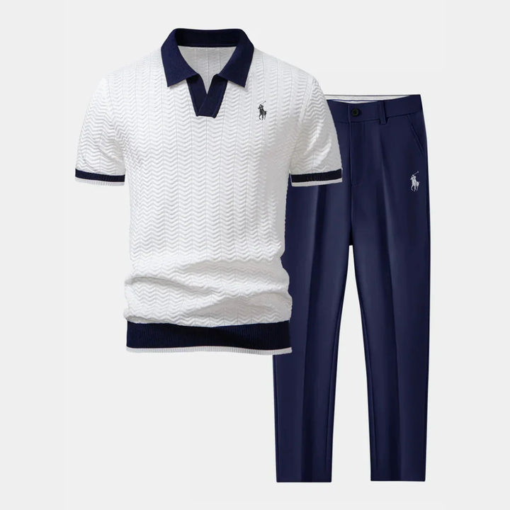 RL™ Set – V-Neck Polo Shirt & Slim-Fit Tapered Trousers