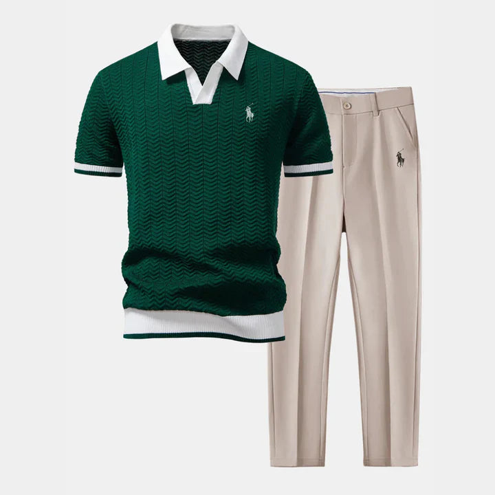 RL™ Set – V-Neck Polo Shirt & Slim-Fit Tapered Trousers