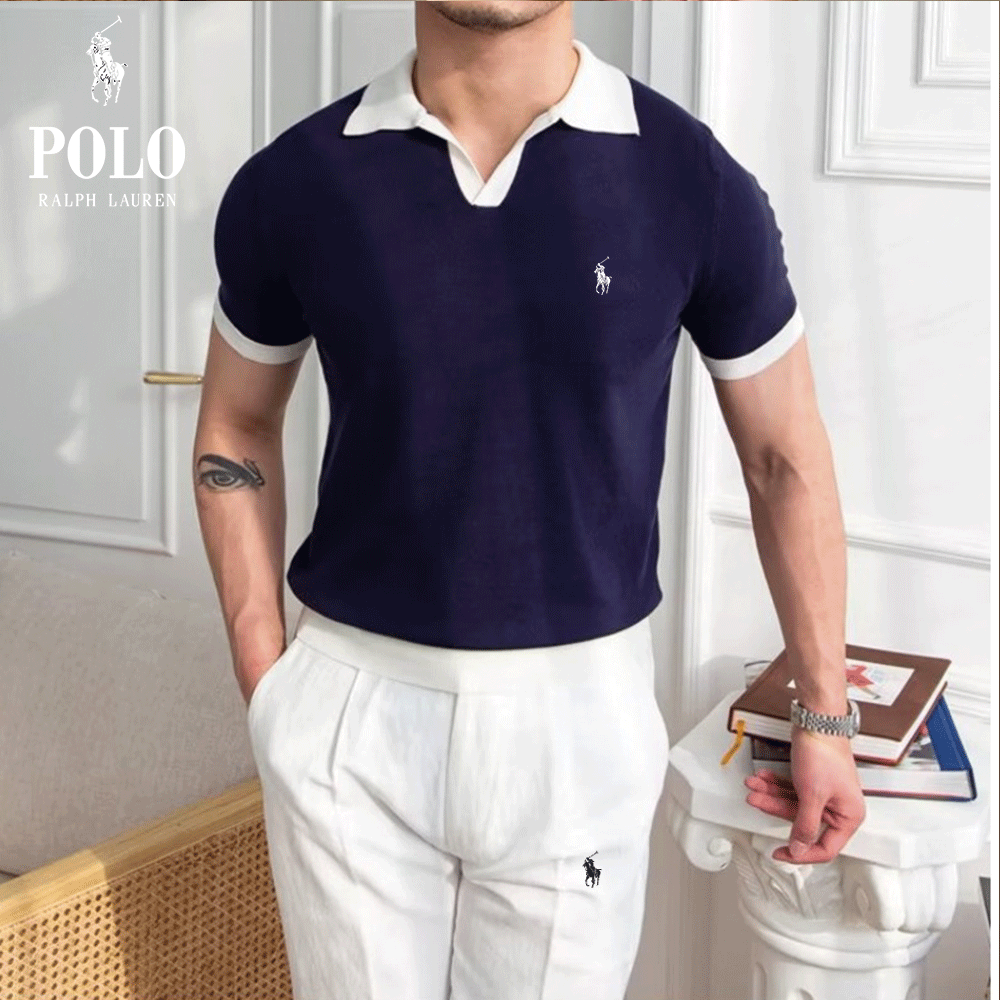 RL™ Set – V-Neck Polo Shirt & Slim-Fit Tapered Trousers